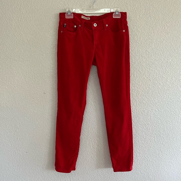 Ag Stevie Ankle Slim Straight Red Corduroy Pant - Picture 12 of 12